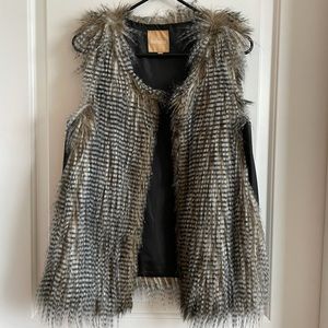 Takara Faux Fur Vest with Leather Sides